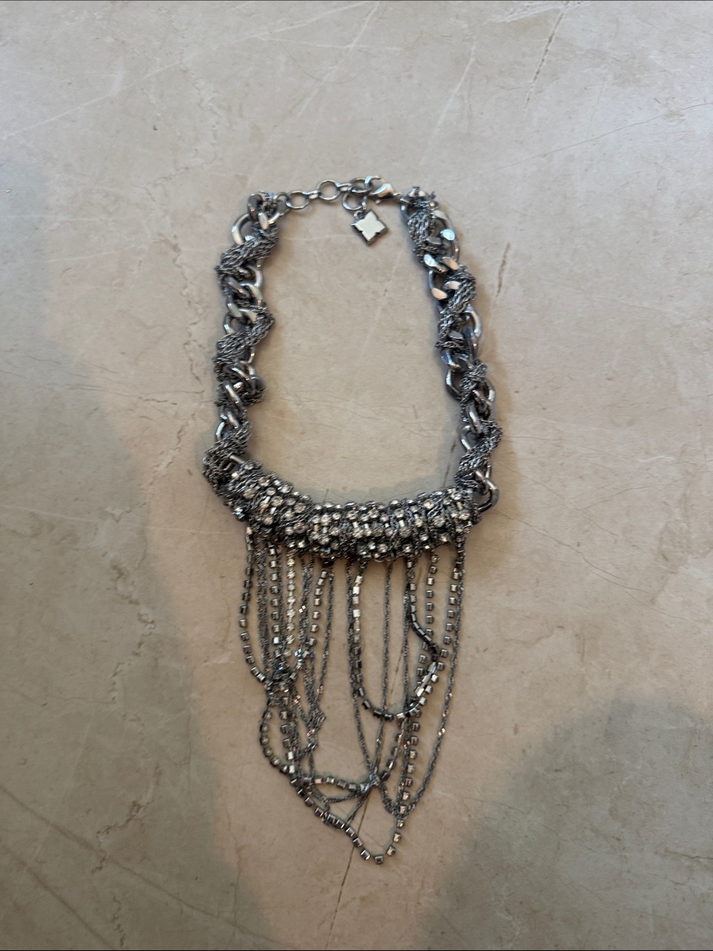 BCBG Max Azria silver multi chain necklace - Picture 2 of 5